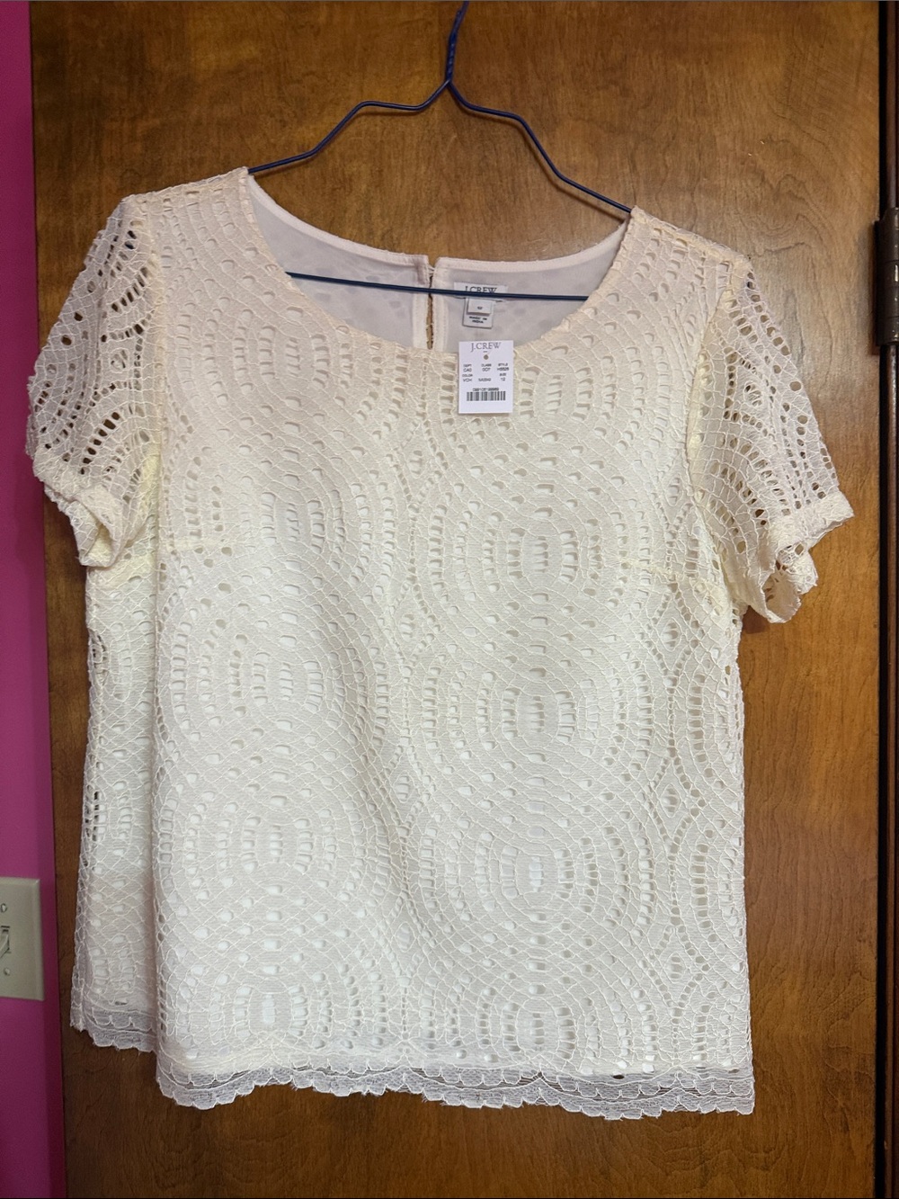 J. Crew Cream Lace Crochet Wall Hook Accent